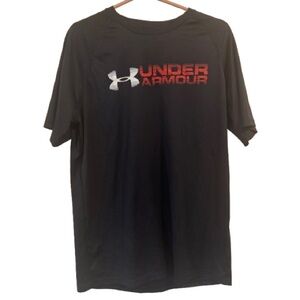 Under Armour Black Short Sleeve Tee with Red & White Logo